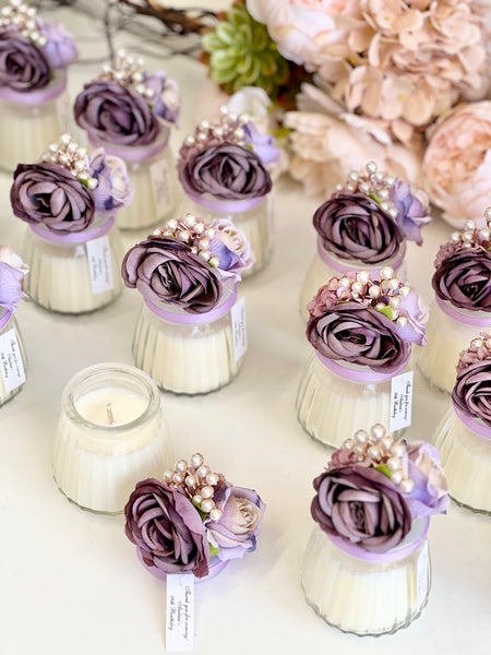 Purple Custom Candle Wedding Favors for Guests, Personalized Party Candle Favors, Bulk Candle Favors, Decorative Candles for Home, Customizable Wedding Favors