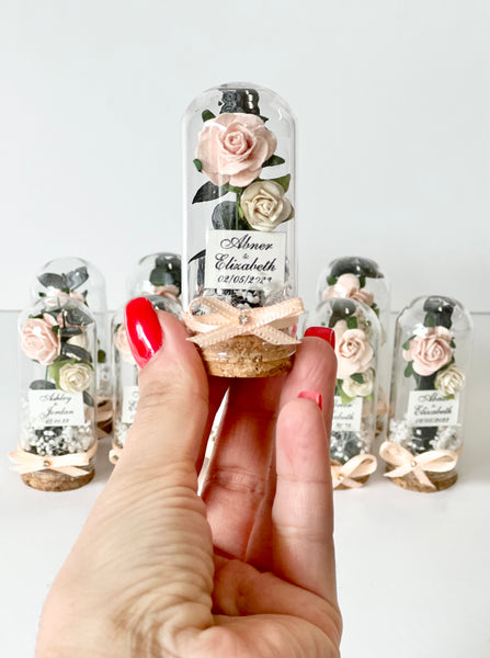 10 pcs Wedding Favors – Custom Glass Dome Cloche Favors, Beauty and the Beast Party Favors for Guests
