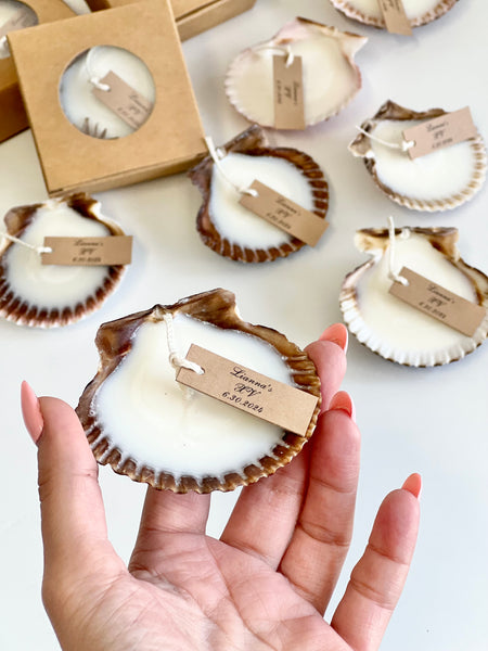 5 pcs Beach Wedding Sea Shell Candle Favors with Box, Ocean Theme Wedding Favors for Guests, Custom Beach Party Favors