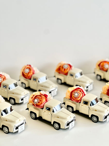 Personalized Vintage Car Wedding Keepsakes, Orange Guest Gifts, Baby Shower, Custom Bride Shower Favors