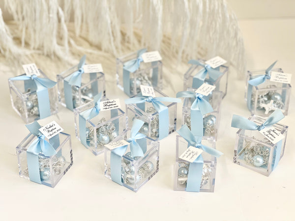 12 pcs Baptism Favors, Christening Favors, Rosary Favor Boxes, Personalized First Communion Souvenirs, Custom Baptism Gifts