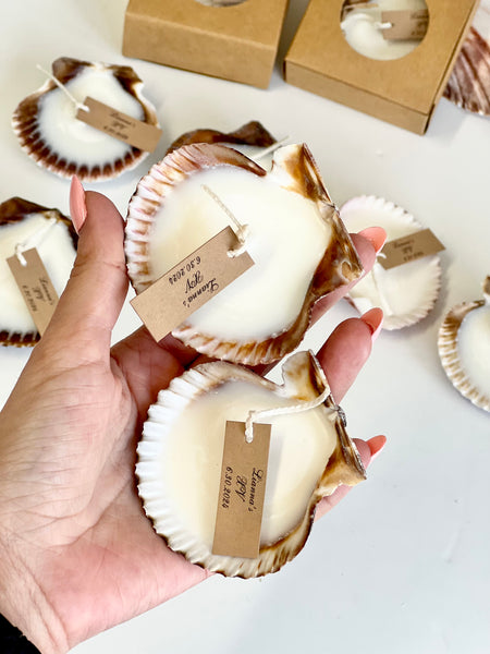 5 pcs Beach Wedding Sea Shell Candle Favors with Box, Ocean Theme Wedding Favors for Guests, Custom Beach Party Favors