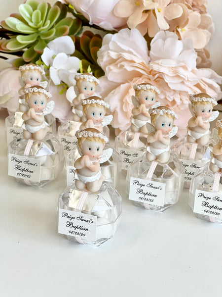 10 pcs Baptism Favors, Christening Favors with Angel, Custom Favor Boxes, Personalized First Communion Souvenirs, Custom Baptism Gifts