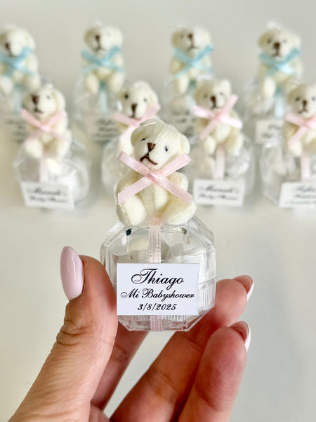 5 pcs Teddy Bear Baby Shower Favors, Personalized Welcome Baby Favors, Custom Baby Boy Girl Party Favors for Guests, 1st Birthday Keepsakes