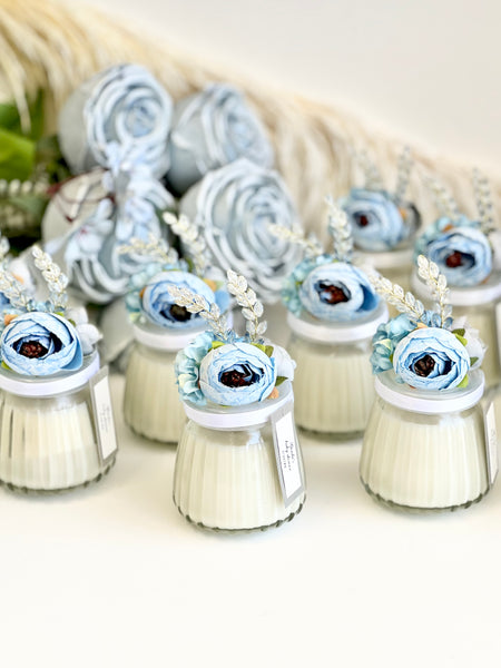 Blue Custom Candle Wedding Favors for Guests, Personalized Party Candle Favors, Bulk Candle Favors, Decorative Candles for Home, Customizable Wedding Favors