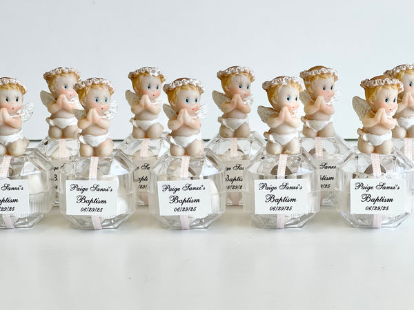 10 pcs Baptism Favors, Christening Favors with Angel, Custom Favor Boxes, Personalized First Communion Souvenirs, Custom Baptism Gifts