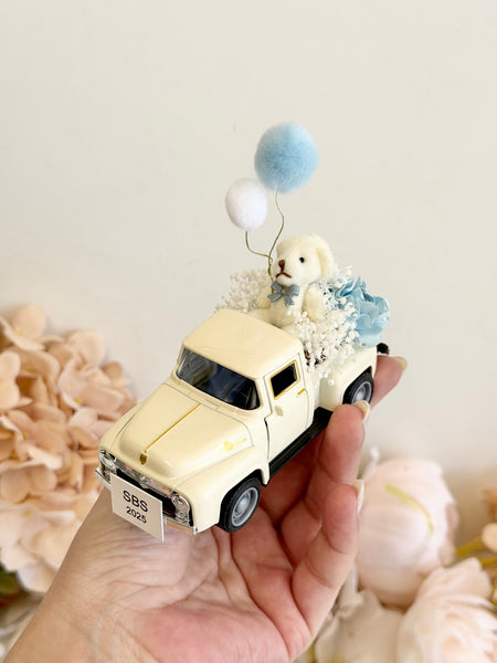 Baby Shower Favors Vintage Truck Teddy Bear | Car Baby Boy Girl Shower Decorations | Personalized Car Favor | Baby Sprinkle Centerpiece Gift