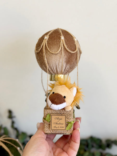Safari Hot Air Balloon Baby Shower Favor, Jungle Baby Shower Gift, Neutral Baby Shower Decor, Newborn Keepsake Favors for Guests