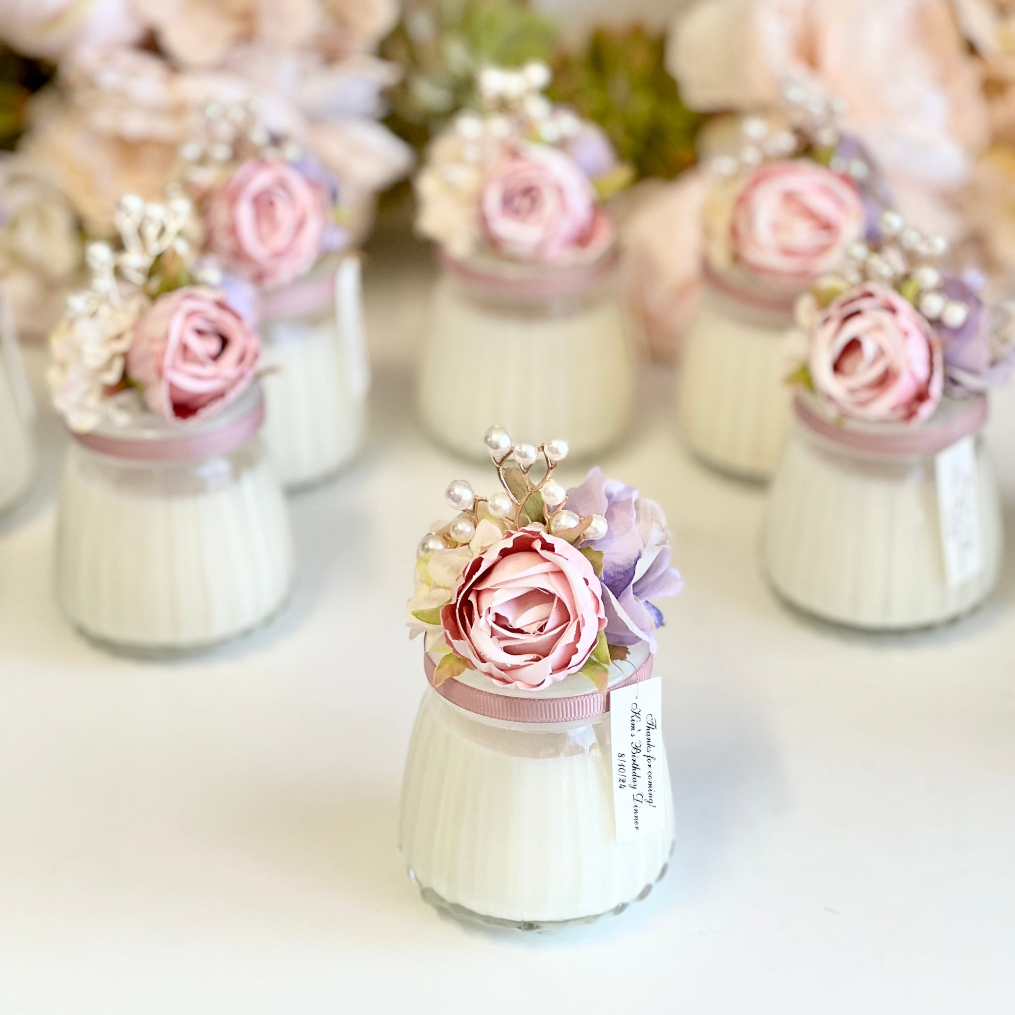 Pink Custom Candle Wedding Favors for Guests, Personalized Party Candle Favors, Bulk Candle Favors, Decorative Candles for Home, Customizable Wedding Favors