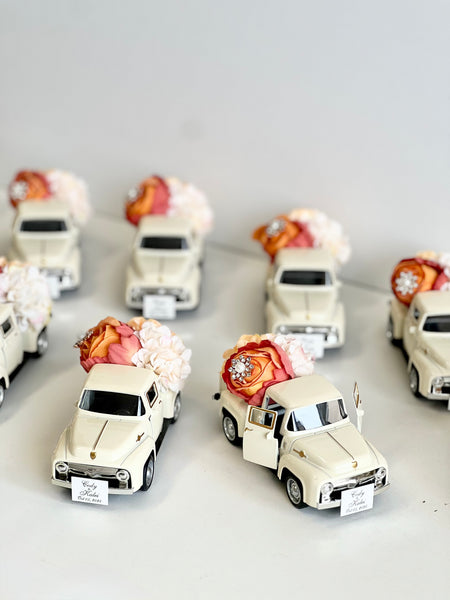 Personalized Vintage Car Wedding Keepsakes, Orange Guest Gifts, Baby Shower, Custom Bride Shower Favors