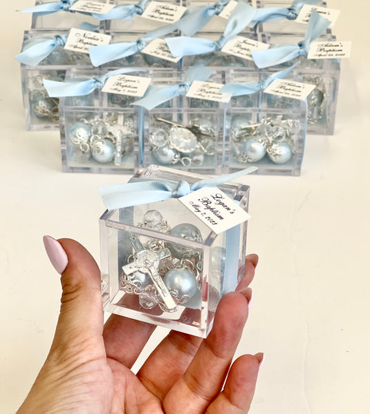 12 pcs Baptism Favors, Christening Favors, Rosary Favor Boxes, Personalized First Communion Souvenirs, Custom Baptism Gifts