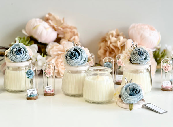 Blue Custom Candle Wedding Favors for Guests, Personalized Party Candle Favors, Bulk Candle Favors, Decorative Candles for Home, Customizable Wedding Favors
