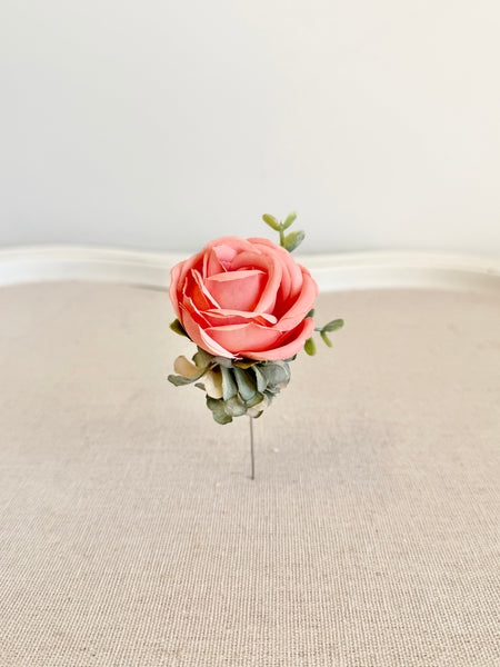 Coral Prom Corsage and Boutonniere Set, Wedding Wrist Corsage, Bridesmaids Corsage, Bridal Bracelets