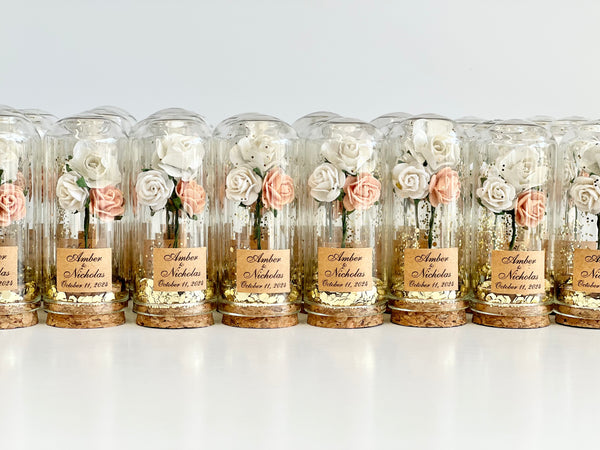 10 pcs Wedding Favors – Custom Glass Dome Cloche Favors, Beauty and the Beast Party Favors for Guests