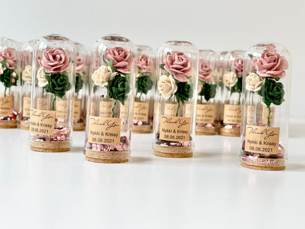 10 pcs Wedding Favors – Custom Glass Dome Cloche Favors, Beauty and the Beast Party Favors for Guests
