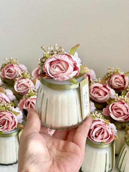 Pink Custom Candle Wedding Favors for Guests, Personalized Party Candle Favors, Bulk Candle Favors, Decorative Candles for Home, Customizable Wedding Favors