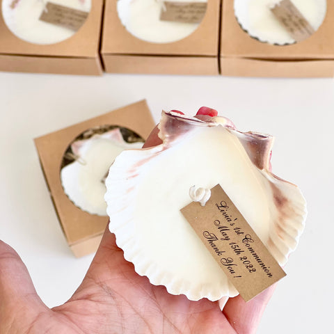 5 pcs Beach Wedding Sea Shell Candle Favors with Box, Ocean Theme Wedding Favors for Guests, Custom Beach Party Favors