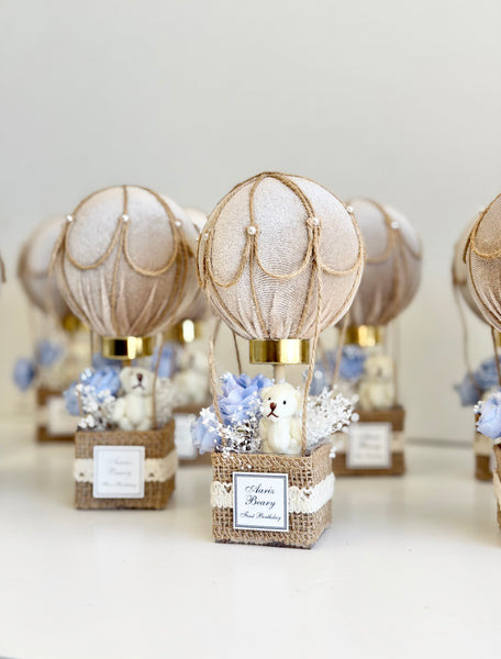 Hot Air Balloon Baby Shower Favor, Teddy Bear Baby Shower Gift, Neutral Baby Shower Decor, Newborn Keepsake Favors for Guests