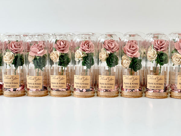 10 pcs Wedding Favors – Custom Glass Dome Cloche Favors, Beauty and the Beast Party Favors for Guests