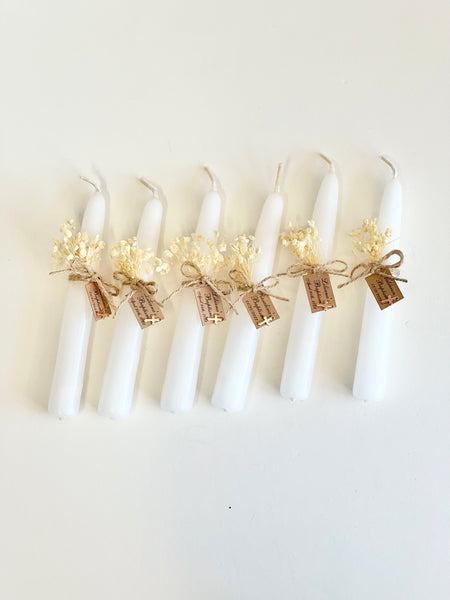 6 pcs Baptism Candles – Custom Christening Favors, First Communion Souvenirs, Personalized Gifts for Guests