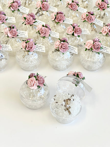 10 pcs Baptism Favors, Christening Favors, Rosary Favor Boxes, Personalized First Communion Souvenirs, Custom Baptism Gifts