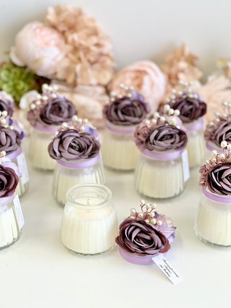 Purple Custom Candle Wedding Favors for Guests, Personalized Party Candle Favors, Bulk Candle Favors, Decorative Candles for Home, Customizable Wedding Favors