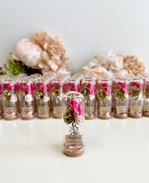 10 pcs Wedding Favors – Custom Glass Dome Cloche Favors, Beauty and the Beast Party Favors for Guests