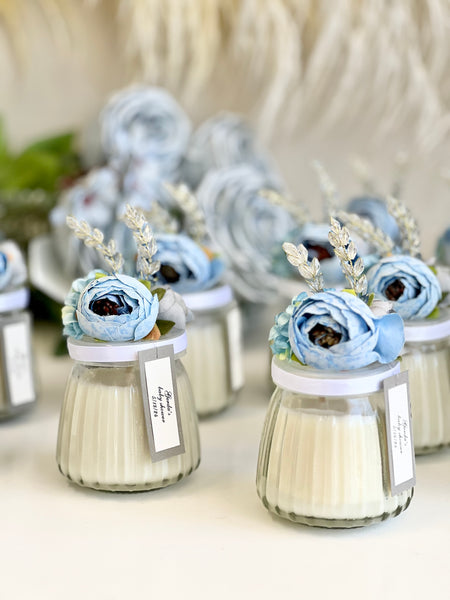 Blue Custom Candle Wedding Favors for Guests, Personalized Party Candle Favors, Bulk Candle Favors, Decorative Candles for Home, Customizable Wedding Favors