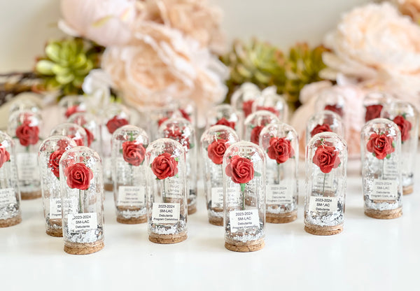 10 pcs Red Wedding Favors – Rose Dome Favors for Guests, Personalized Beauty and the Beast Custom Party Gifts, Bulk Rustic Favors