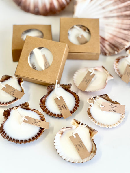 5 pcs Beach Wedding Sea Shell Candle Favors with Box, Ocean Theme Wedding Favors for Guests, Custom Beach Party Favors