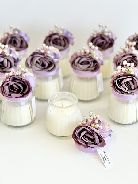 Purple Custom Candle Wedding Favors for Guests, Personalized Party Candle Favors, Bulk Candle Favors, Decorative Candles for Home, Customizable Wedding Favors