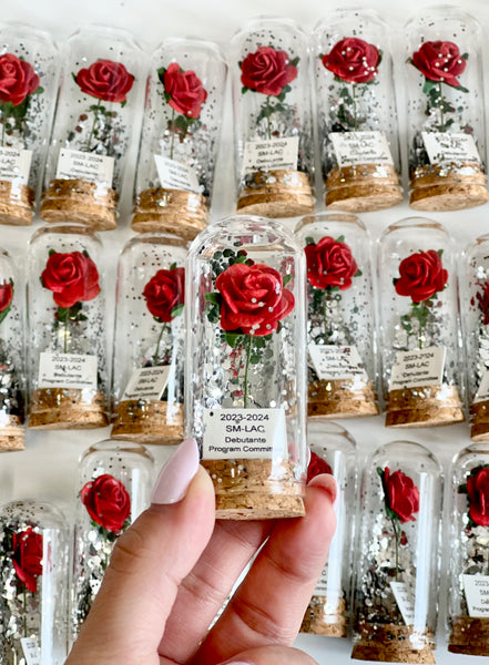 10 pcs Red Wedding Favors – Rose Dome Favors for Guests, Personalized Beauty and the Beast Custom Party Gifts, Bulk Rustic Favors