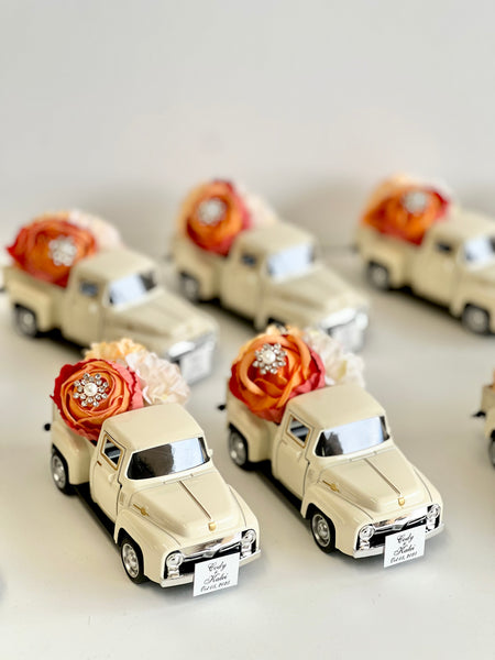 Personalized Vintage Car Wedding Keepsakes, Orange Guest Gifts, Baby Shower, Custom Bride Shower Favors