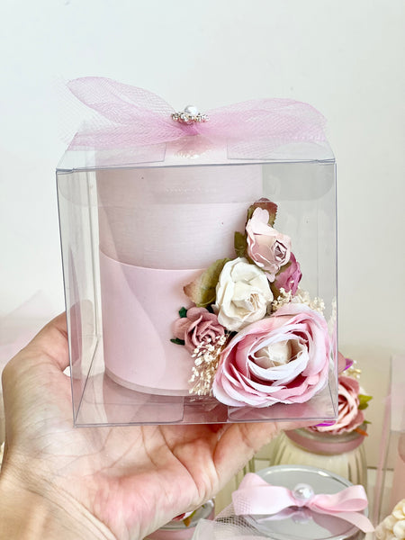 3 pcs Pink Custom Candles – Wedding Favors for Guests, Custom Party Favors with Box, Personalized Candle Gifts