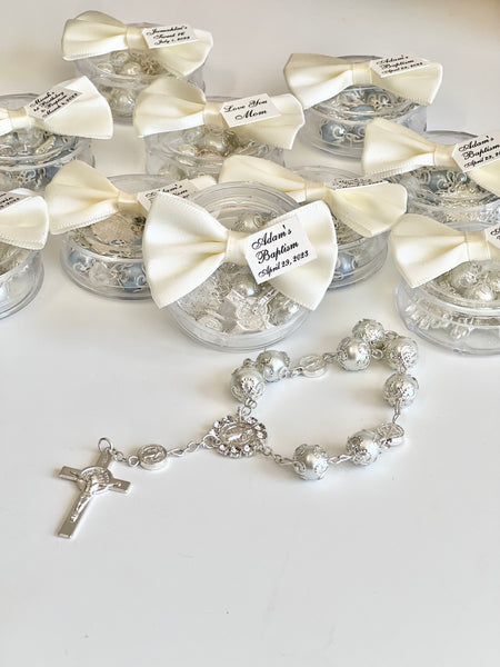 12 pcs Baptism Favors, Christening Favors, Rosary Favor Boxes, Personalized First Communion Souvenirs, Custom Baptism Gifts