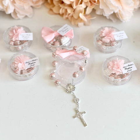 12 pcs Baptism Favors, Christening Favors, Rosary Favor Boxes, Personalized First Communion Souvenirs, Custom Baptism Gifts