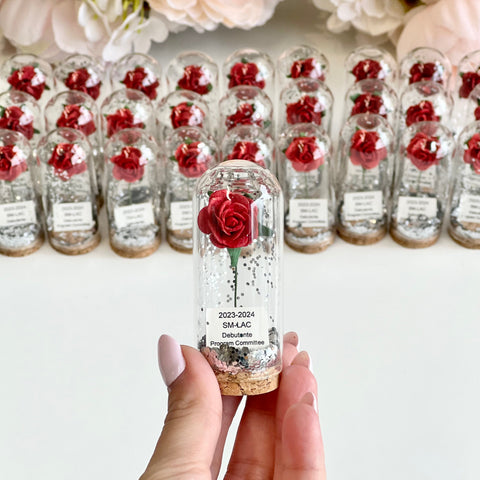 10 pcs Red Wedding Favors – Rose Dome Favors for Guests, Personalized Beauty and the Beast Custom Party Gifts, Bulk Rustic Favors