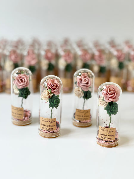 10 pcs Wedding Favors – Custom Glass Dome Cloche Favors, Beauty and the Beast Party Favors for Guests
