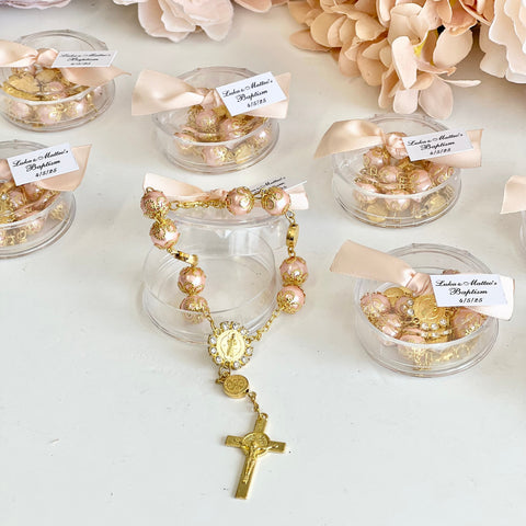12 pcs Baptism Favors, Christening Favors, Rosary Favor Boxes, Personalized First Communion Souvenirs, Custom Baptism Gifts