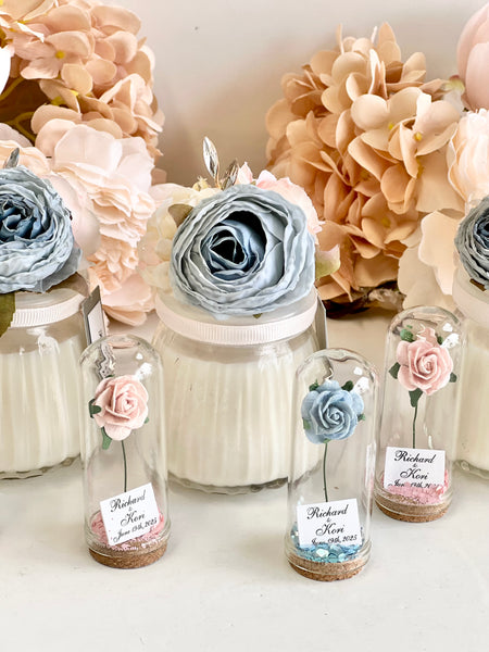 Blue Custom Candle Wedding Favors for Guests, Personalized Party Candle Favors, Bulk Candle Favors, Decorative Candles for Home, Customizable Wedding Favors
