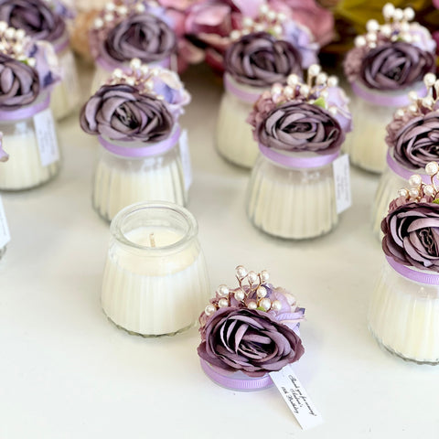 Purple Custom Candle Wedding Favors for Guests, Personalized Party Candle Favors, Bulk Candle Favors, Decorative Candles for Home, Customizable Wedding Favors