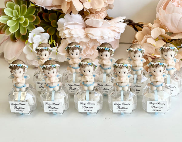 10 pcs Baptism Favors, Christening Favors with Angel, Custom Favor Boxes, Personalized First Communion Souvenirs, Custom Baptism Gifts