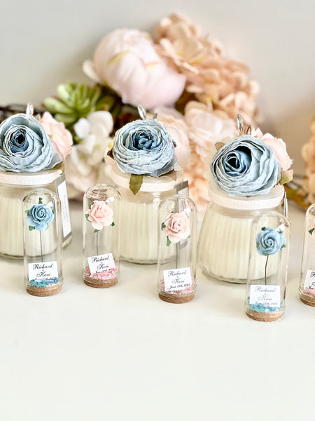 Blue Custom Candle Wedding Favors for Guests, Personalized Party Candle Favors, Bulk Candle Favors, Decorative Candles for Home, Customizable Wedding Favors