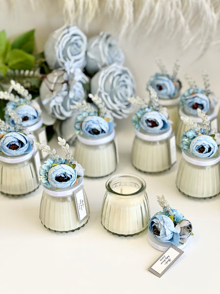 Blue Custom Candle Wedding Favors for Guests, Personalized Party Candle Favors, Bulk Candle Favors, Decorative Candles for Home, Customizable Wedding Favors