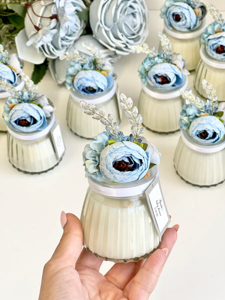 Blue Custom Candle Wedding Favors for Guests, Personalized Party Candle Favors, Bulk Candle Favors, Decorative Candles for Home, Customizable Wedding Favors