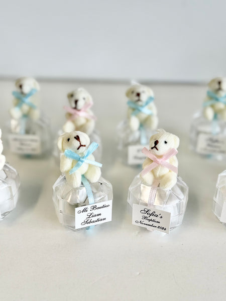 5 pcs Teddy Bear Baby Shower Favors, Personalized Welcome Baby Favors, Custom Baby Boy Girl Party Favors for Guests, 1st Birthday Keepsakes