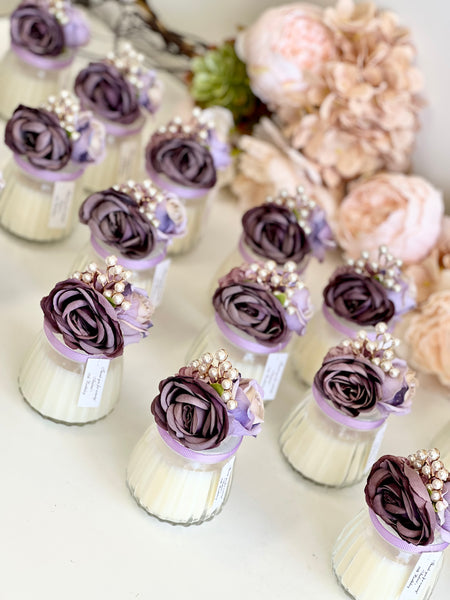 Purple Custom Candle Wedding Favors for Guests, Personalized Party Candle Favors, Bulk Candle Favors, Decorative Candles for Home, Customizable Wedding Favors