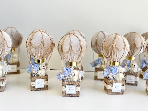 Hot Air Balloon Baby Shower Favor, Teddy Bear Baby Shower Gift, Neutral Baby Shower Decor, Newborn Keepsake Favors for Guests