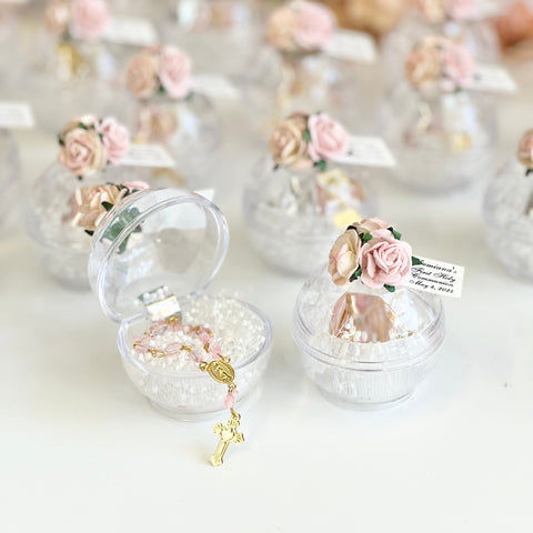 10 pcs Baptism Favors, Christening Favors, Rosary Favor Boxes, Personalized First Communion Souvenirs, Custom Baptism Gifts