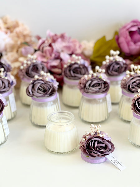 Purple Custom Candle Wedding Favors for Guests, Personalized Party Candle Favors, Bulk Candle Favors, Decorative Candles for Home, Customizable Wedding Favors
